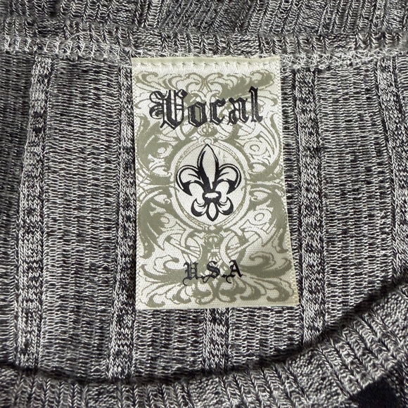 Vocal Embellish Boho Gray & Black Lace Hi-Lo Tunic Top Size L - Whimsigoth Style - Picture 8 of 9